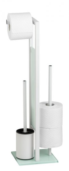 Stand WC-Garnitur Mod. Rivalta Weiß, integrierter Toilettenpapierhalter und WC-Bürstenhalter