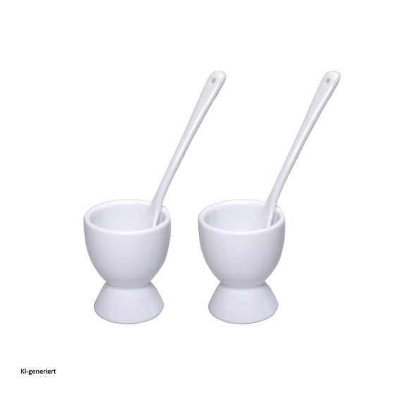 Eierbecher Porzellan 2er Set mit Löffel 