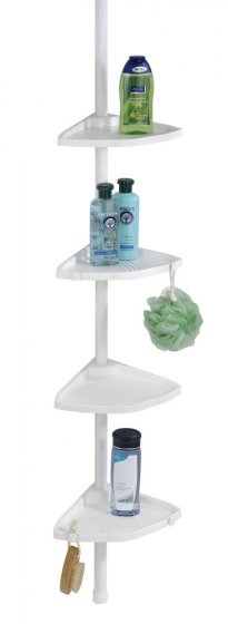 Teleskop Duschecke Compact Weiß, mit 4 Ablagen 