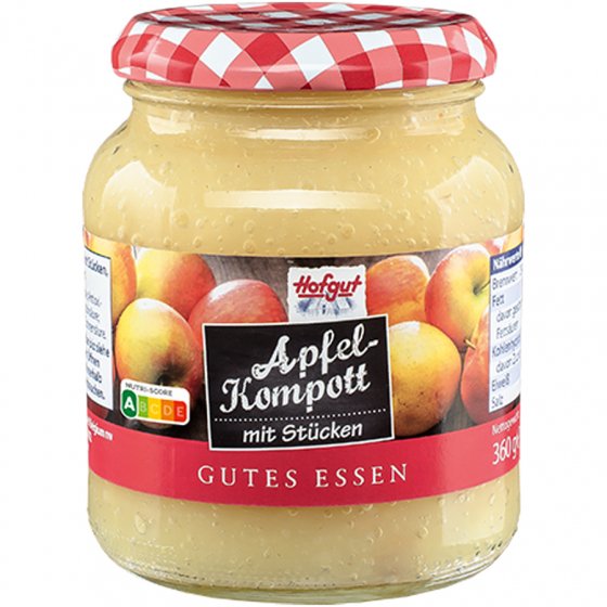 Hofgut Apfelkompott mit kleinen Stückchen leicht gezuckert 370ml 