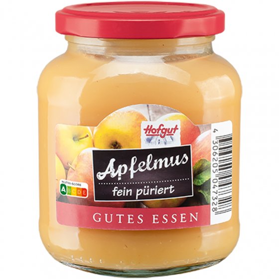 Hofgut Apfelmus fein püriert und gezuckert im Glas Gutes Essen 370ml 
