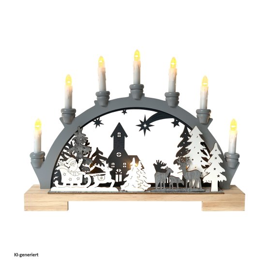 Schwibbogen Grau Weihnachtsschlitten 