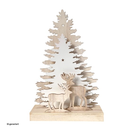 LED Weihnachsdeko Rehe vor Baumsilhouette 