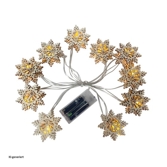 LED Lichterkette 10 Lichter Schneeflocken mit Kerzen 