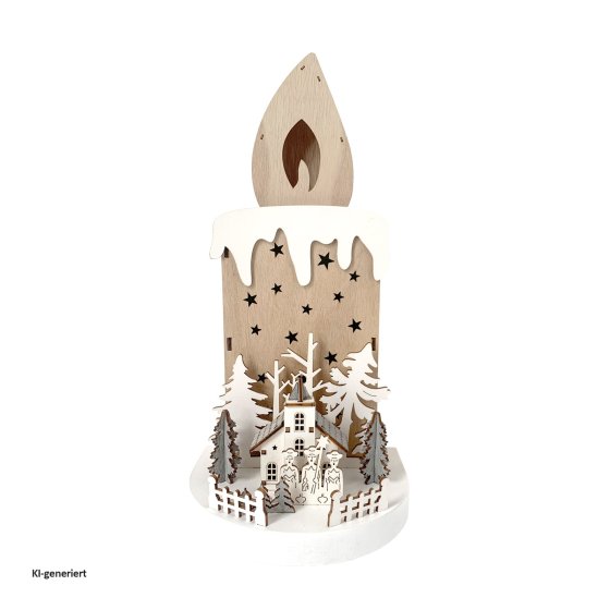 LED Weihnachtsdeko Kerze mit Kirche und Sternsingern 