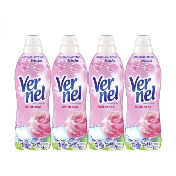 Vernel Wild Rose Frische Momente Weichspülerkonzentrat 858ml 4er Pack 