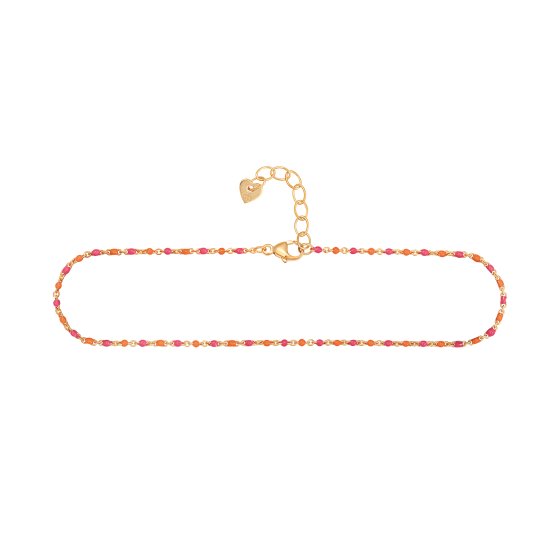 Armband 925  Silber vergoldet Email in pink und orange 