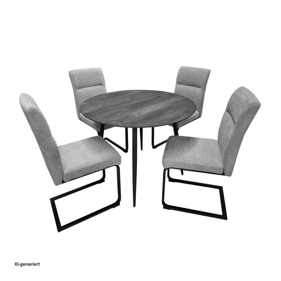 Sitzgruppe Liron Tisch und 4 Schwingstühle Grau 