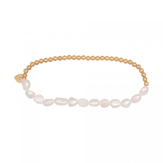 Stretch-Armband 925  Sterling Silber Armband vergoldet Perle 