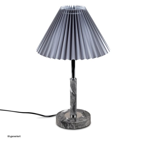 Tischlampe Grau Plissee Schirm 