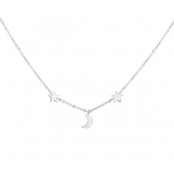 Collier 925 Sterling Silber rhodiniert Mond Sterne 