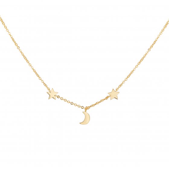 Collier 925 Sterling Silber vergoldet Mond Sterne 