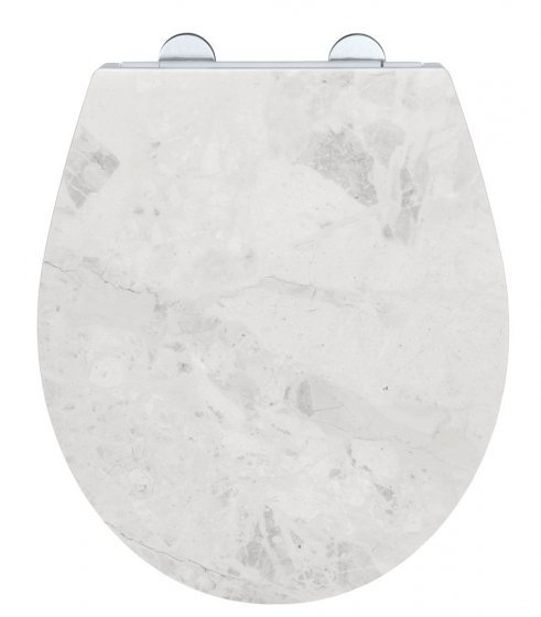 Premium WC-Sitz Mod. White Marble mit Relief, mit Absenkautomatik