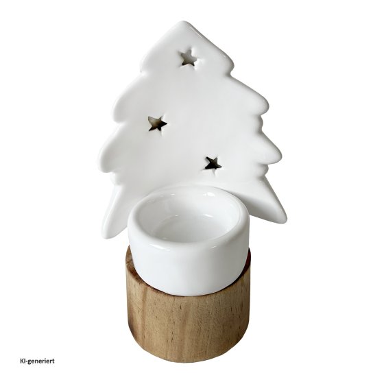 Teelichthalter Weihnachtsbaum Porzellan 