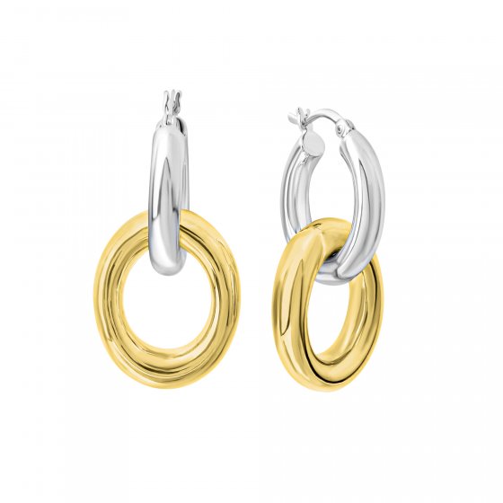 Creolen mit Einhänger 925 Sterling Silber zweifarbig 