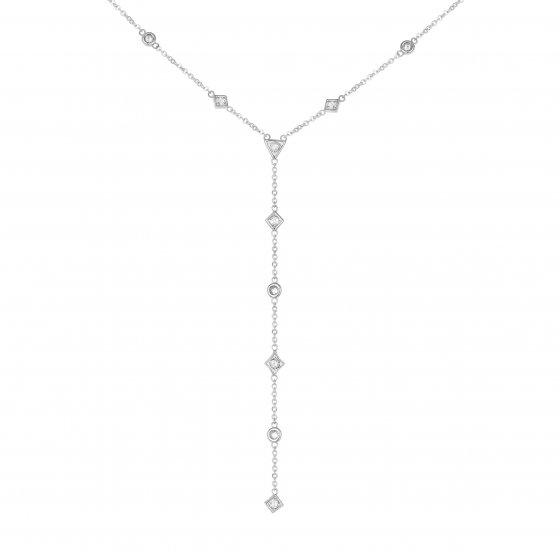 Halskette 925 Silber rhodiniert Y-Kette mit Zirkonia 