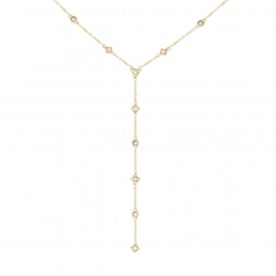 Halskette 925 Silbervergoldet Y-Kette mit Zirkonia 