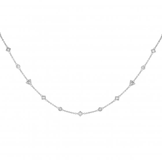 Halskette Choker 925 Silber rhodiniert mit Zirkonia 