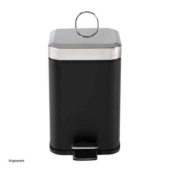 Treteimer eckig Jannik 3 Liter Schwarz Silber 