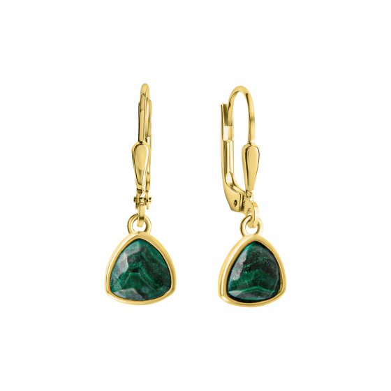 Ohrhänger 925 Sterling Silber vergoldet Malachit 