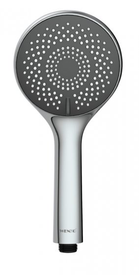 Duschkopf Watersaving Grau Ø 11 cm, Universal-Handbrause mit Wasserspar-System 