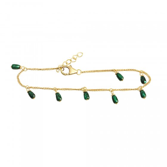 Armband 925 Sterling Silber vergoldet Malachit 