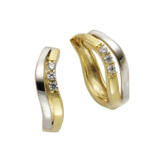Ohrring 375/- Gelbgold 2farbig Zirkonia 
