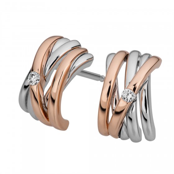 Ohrringe Gold 585 zweifarbig mit 2 echten Brillanten zus. 0,04ct. 