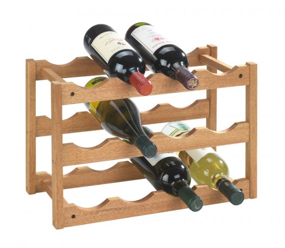 Weinregal Mod. Norway aus Walnussholz, für 12 Flaschen, massiv