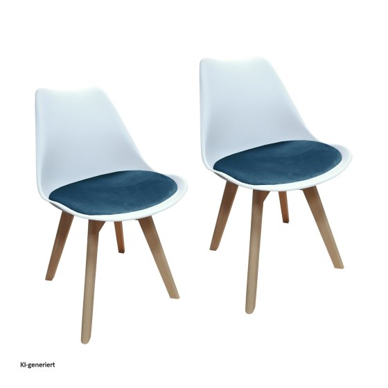 Design-Stühle mit Kunststoffschale und Samt-Sitzki Skandinavischer Look für Esszimmer und Küche 