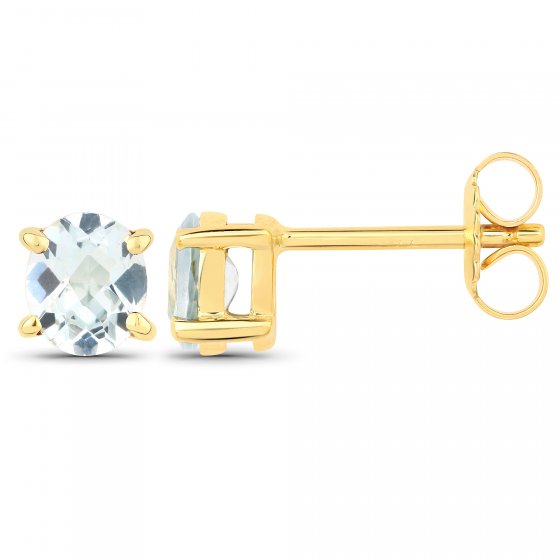 Ohrstecker 925-Sterling Silber vergoldet Glänzend Aquamarine 
