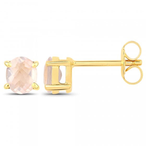 Ohrstecker 925-Sterling Silber vergoldet Glänzend Rosenquartz rosa 