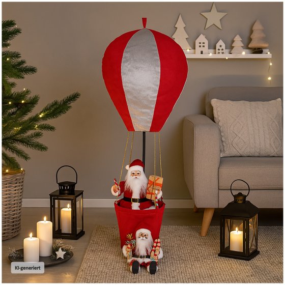 Weihnachtsmann Figur im Heißluftballon Weihnachtsdeko 97 cm zum Aufhängen 