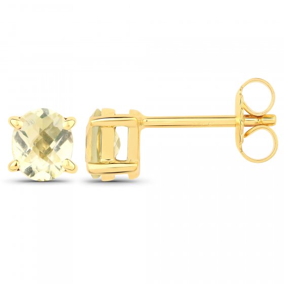Ohrstecker 925-Sterling Silber vergoldet Glänzend Lemonquartz gelb 
