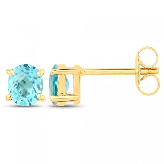 Ohrstecker 925-Sterling Silber vergoldet Glänzend Apatit blau 