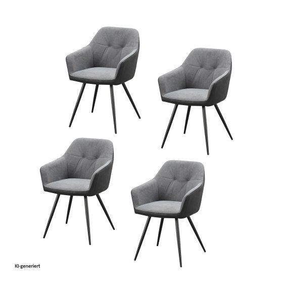 Esszimmerstuhl 4er Set Anthrazit/Grau Joschka 