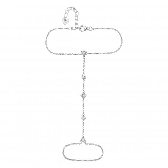 Handkette Silber 925 rhodiniert mit weißen Zirkonia-Steinen 