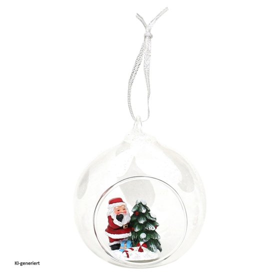 Figur in Glaskugel Weihnachtsmann mit Geschenken 