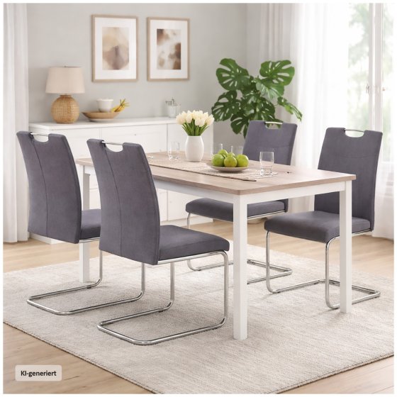 Esszimmerstuhl 4er Set Grau Webstoff Kelly C 