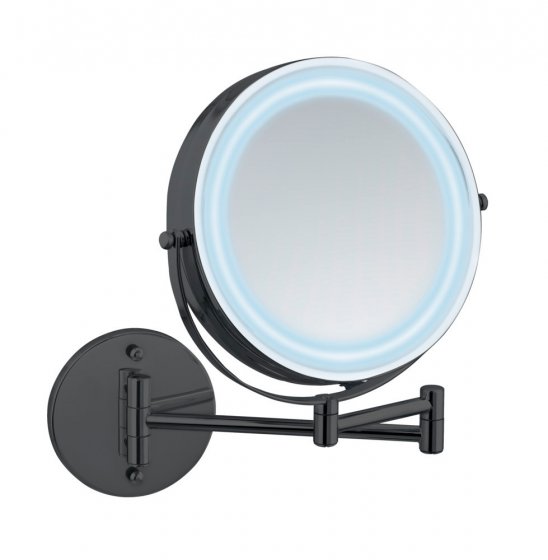 Power-Loc® LED Wandspiegel Mod. Lumi Schwarz, mit 5-fach Vergrößerung 