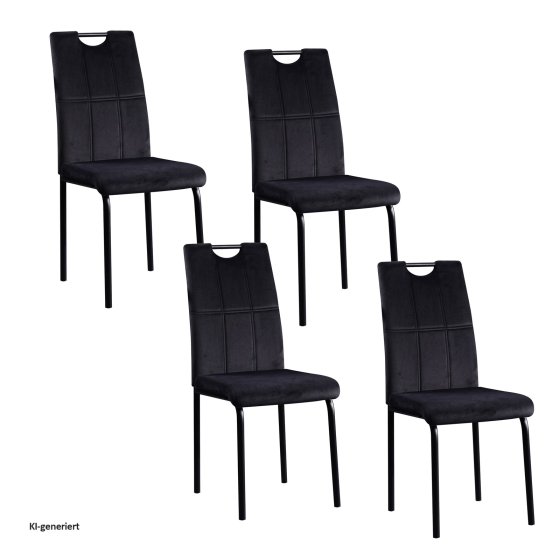Esszimmerstuhl Denton Samt Schwarz 4er-Set 
