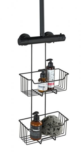 Thermostat-Dusch-Caddy Mod. Milo Schwarz, 2 Etagen, Edelstahl rostfrei 