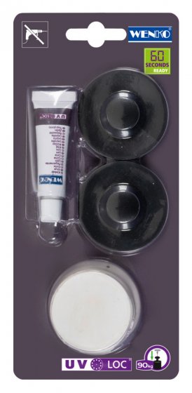 UV-Loc® Befestigungsset Schwarz, Befestigen ohne Bohren mit innovativem Klebesystem UV-Loc® 