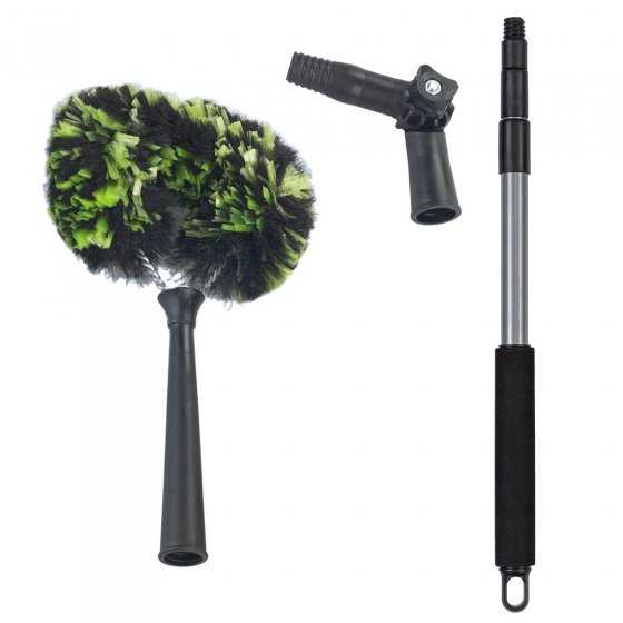 Eck-Staubbürste mit Knickgelenk und Teleskop-Stiel, Trocken-, und Nassreinigung 
