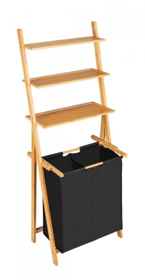 Leiterregal mit Wäschesammler Mod. Ecori, Textilien aus 100 % recyceltem Polyester 