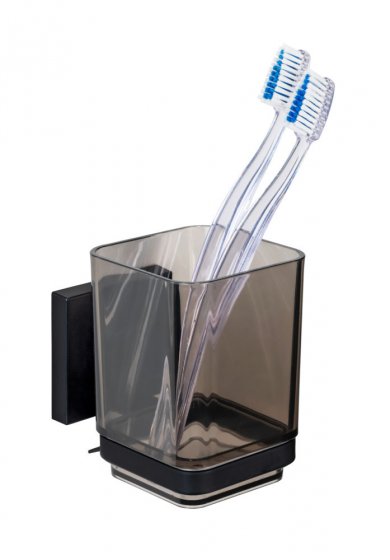 Vacuum-Loc® Zahnputzbecher Mod. Quadro Schwarz, Befestigen ohne Bohren 
