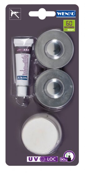 UV-Loc® Befestigungsset Chrom, Befestigen ohne Bohren mit innovativem Klebesystem UV-Loc® 
