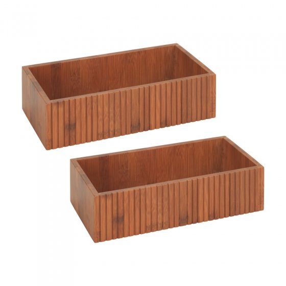 Aufbewahrungsbox Mod. Mera, 2er Set, aus geräuchertem Bambus 