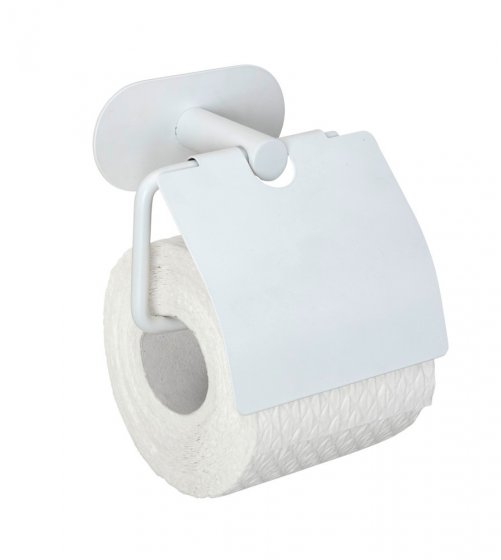Turbo-Loc® Toilettenpapierhalter mit Deckel Mod. Orea White matt, aus rostfreiem Edelstahl 