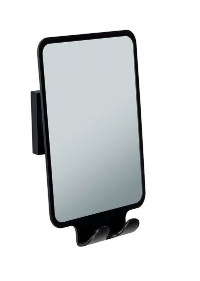 Vacuum-Loc® Antibeschlagspiegel Mod. Quadro Schwarz, Befestigen ohne Bohren 
